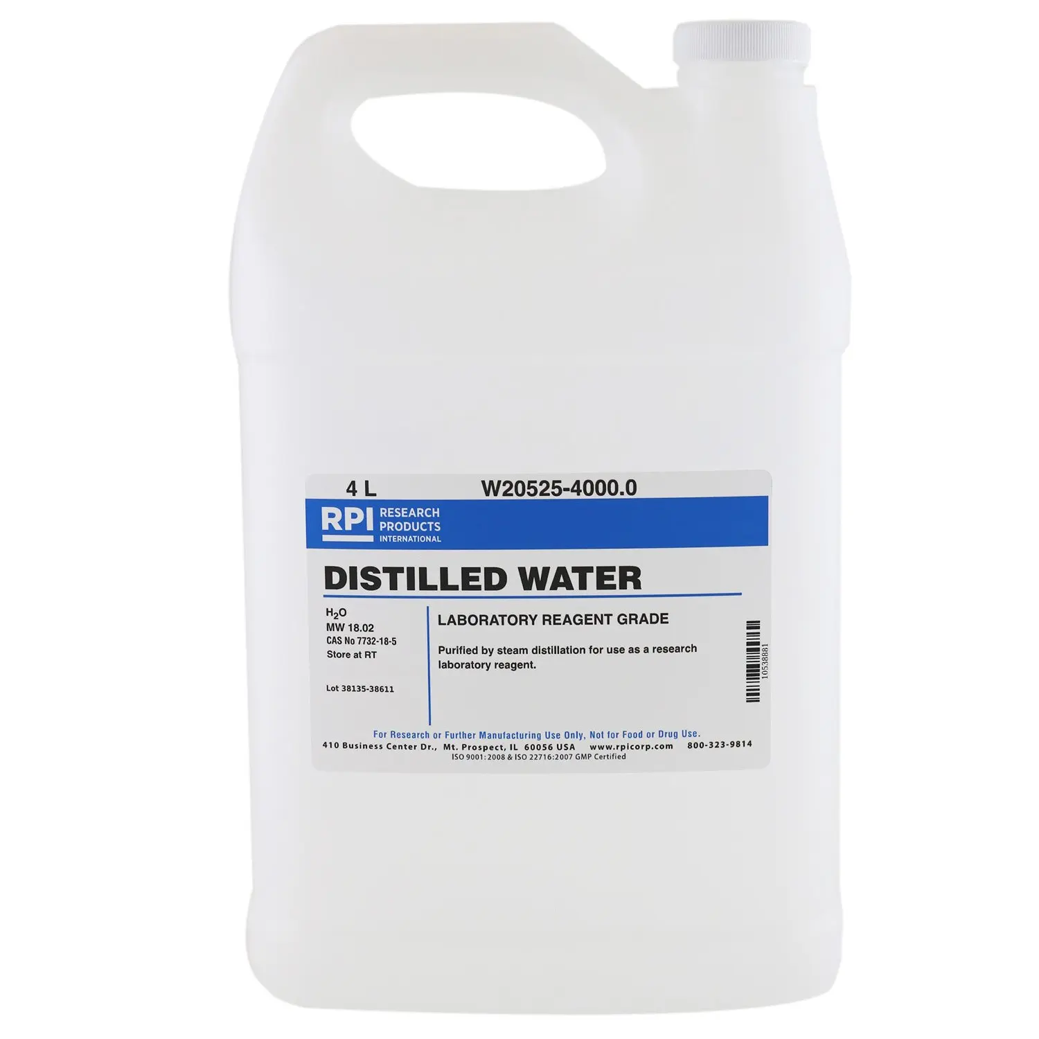 26.99. Distilled Water, Laboratory Reagent Grade, 4 Liters. 