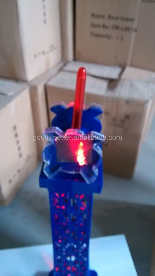 2015 Hot Selling 3l Plastic Eiffel Tower Type Beer Tower With Led Fight