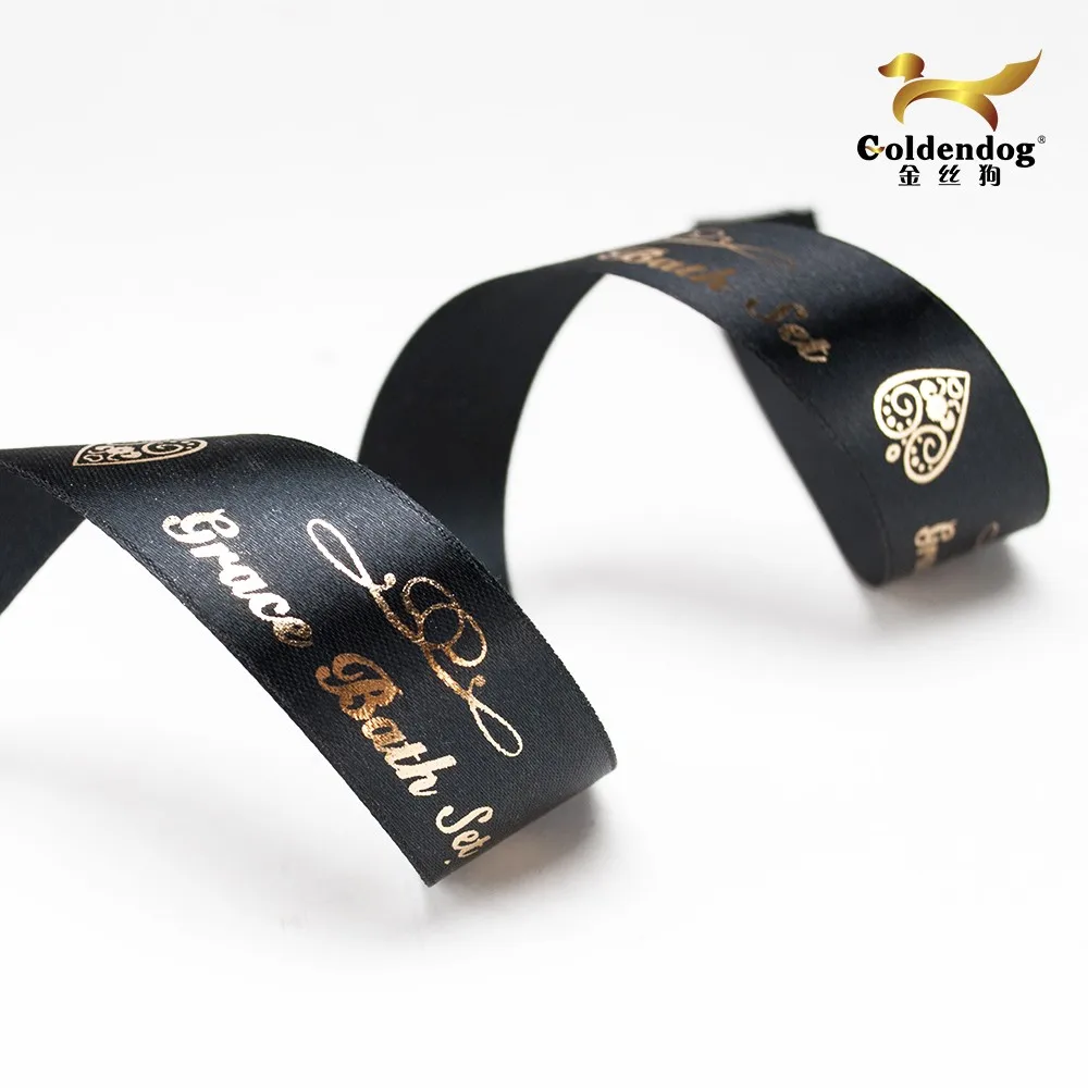 Factory Directly Wholesale Custom Logo Ribbon Black 1 Inch Satin Ribbon