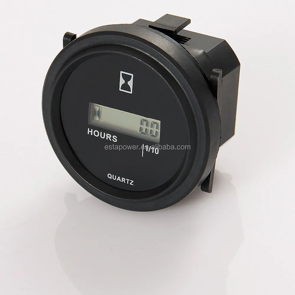 Round Lcd Digital Engine Hour Meter Quartz Gauge 12v 24v 36v 48v 4.5