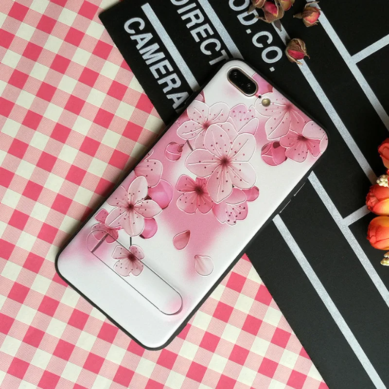 Cell phone cover For iPhone 8 / 8 Plus Simple fashion Painted embossed with bracket for girl