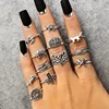 Wholesale Silver Cactus Elephant Fox Rings Bohemia Hollow Bird Lion Shape Carved Midi Finger Ring Sets/Rings Set for Women