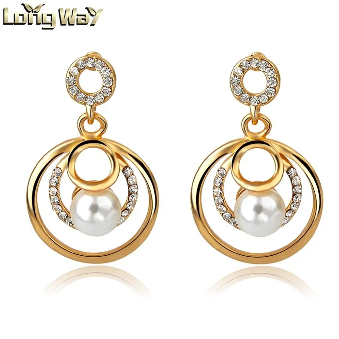 Elegant Pearl Earring Crystal Stud Earring New 2016 Latest Gold Earring ...