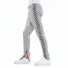 Custom Checker Racing Poly Side Adjusters Zip Trousers Super Slim Black Techno Casual Track Pants Men Combat Trousers