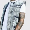 High quality wholesale custom mens denim washed utility vest sleeveless jackets cargo jeans gilet