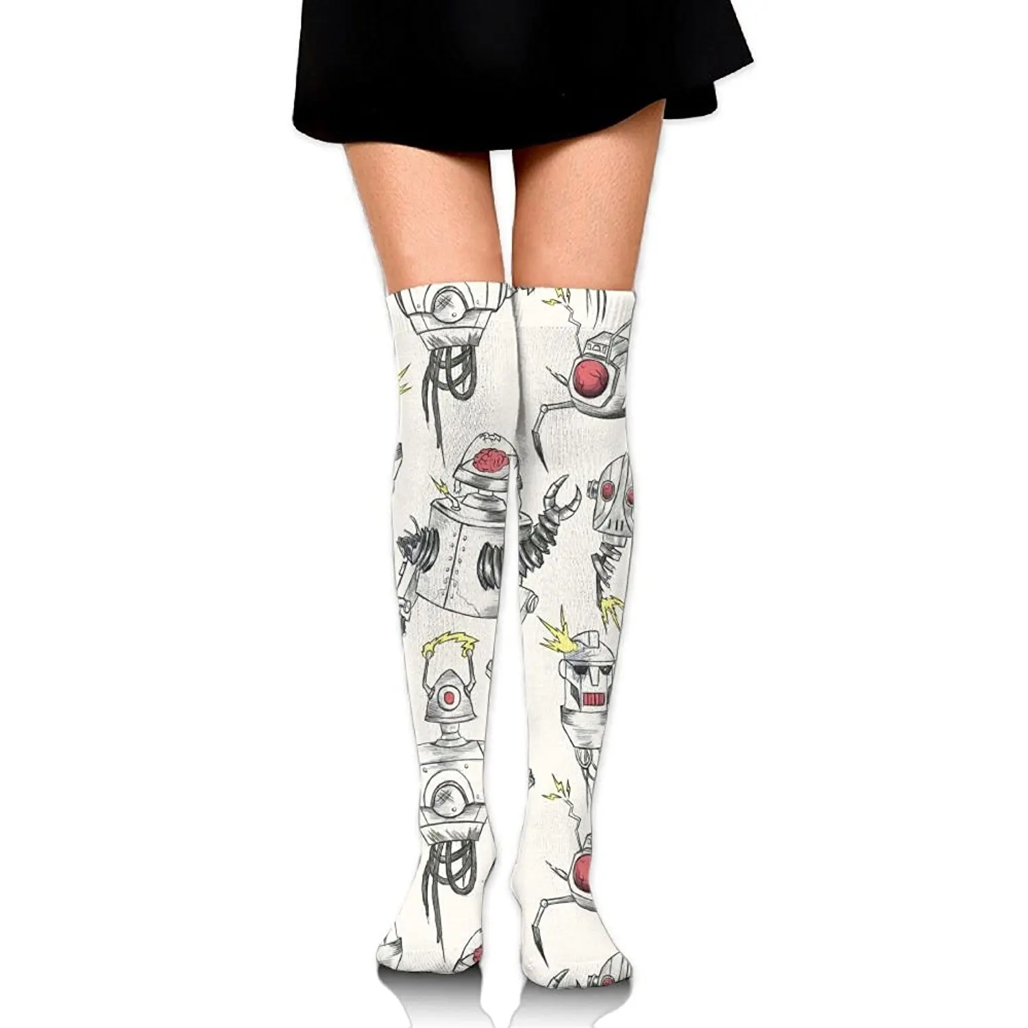 Zaqxsw Color Robot Women Retro Thigh High Socks Cotton Socks For Womens