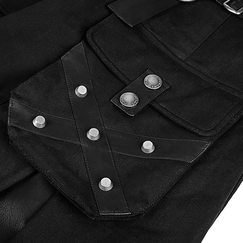 Q-321 Designer Punk Rave big pockets men's kilts metallic middle skirts