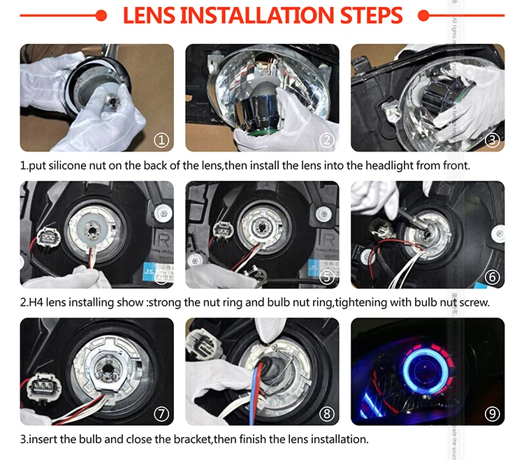 Led Headlight Projector Lens H1 Hid Xenon Bulb 35w Universal Hid Bi