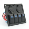 12v universal car bus boat 4 way light switch panel with usb power outlet