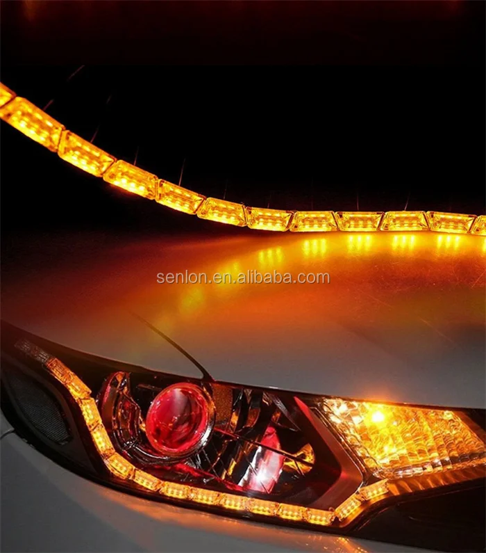 Hot White Yellow Car Auto Car Led Daytime Running Light Turn Light Drl Flexible Crystal Tear