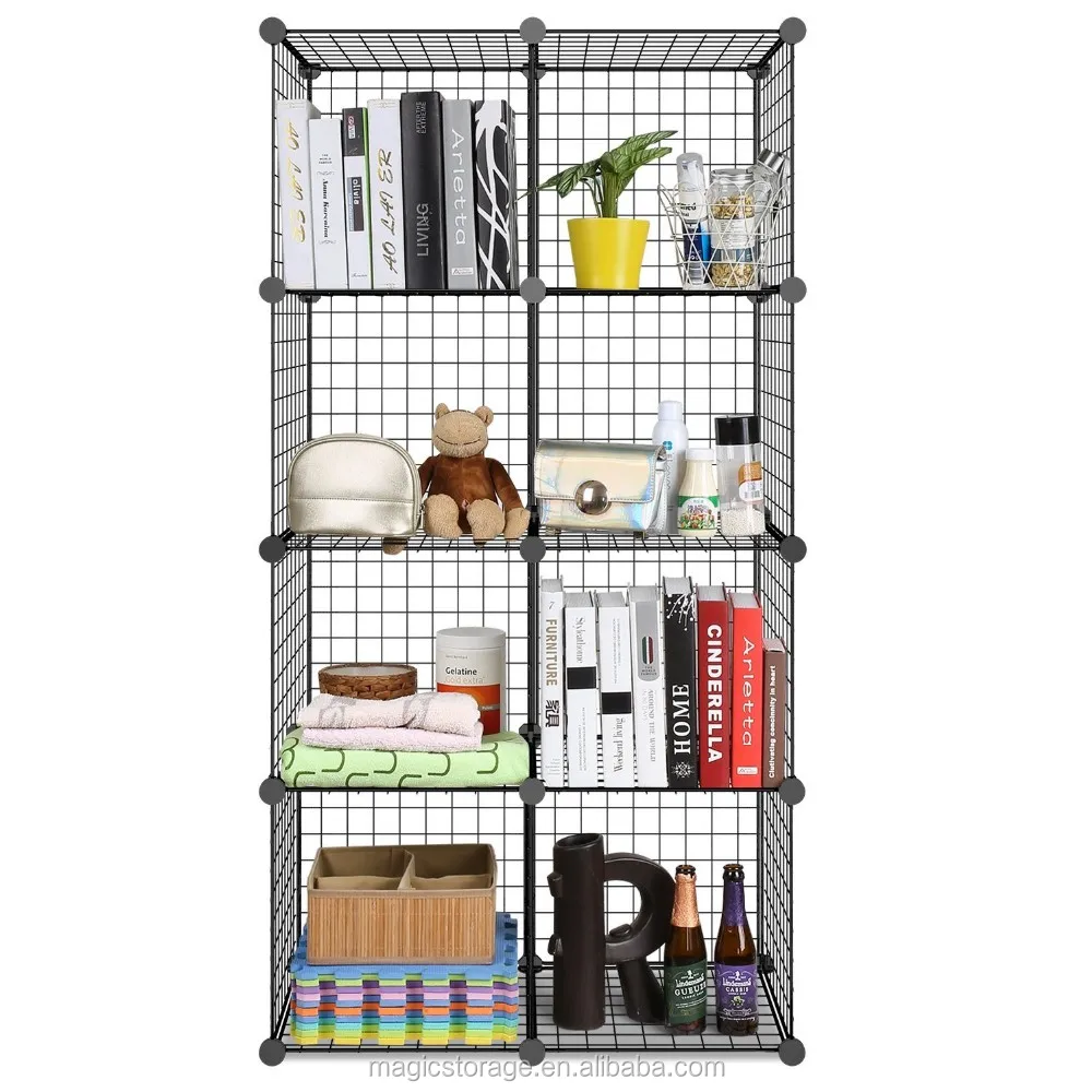 8 Wire Cubes Metal Wire Free Standing Modular Diy Bookcase Closet