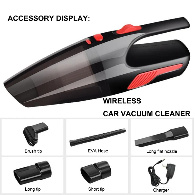 Portable handheld 120W 6KPA dry wet cordless car vacuum cleaner high power for car interior home clean