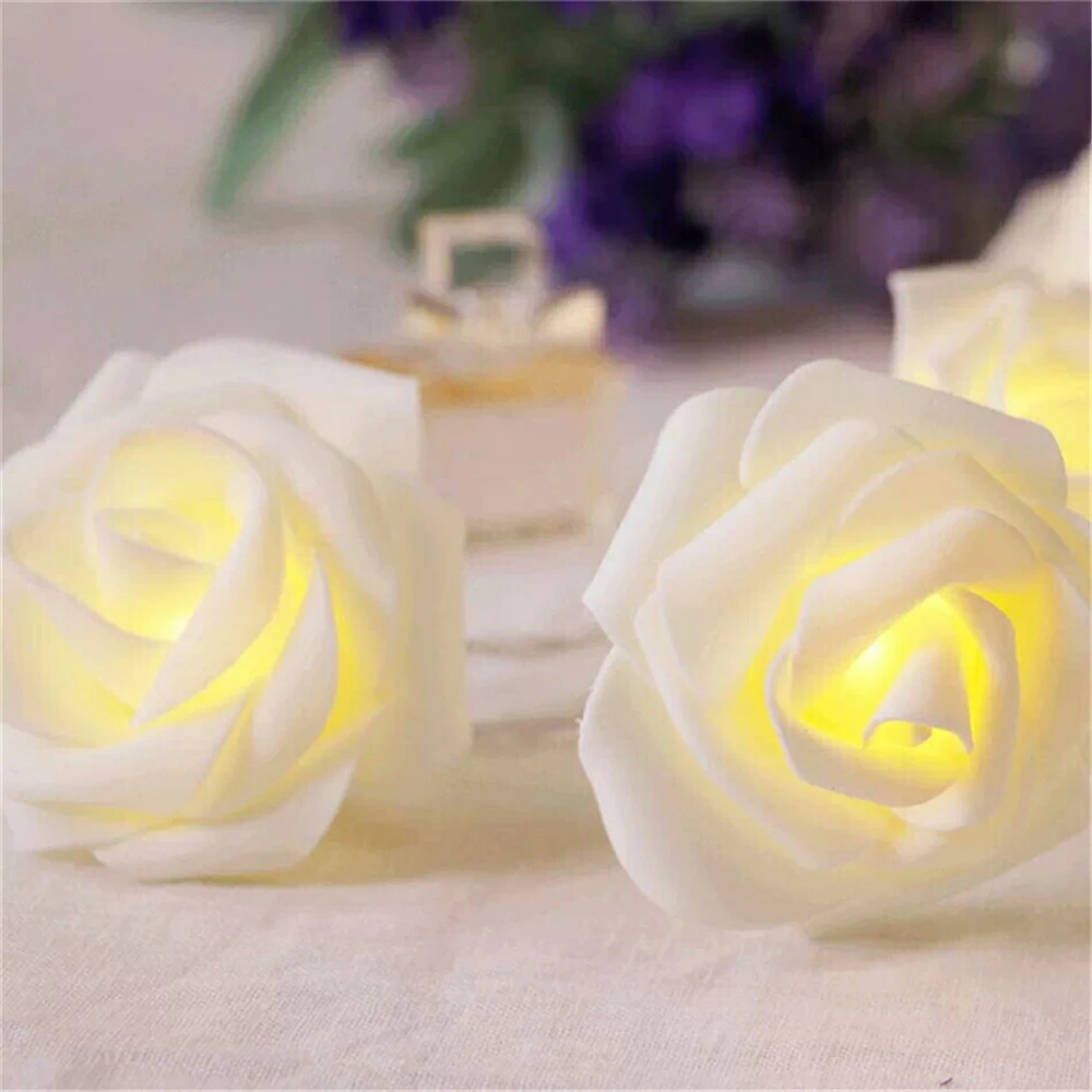 10 LED Rose Flower String Lights Battery Wedding Party Christmas Decoration Gift Home