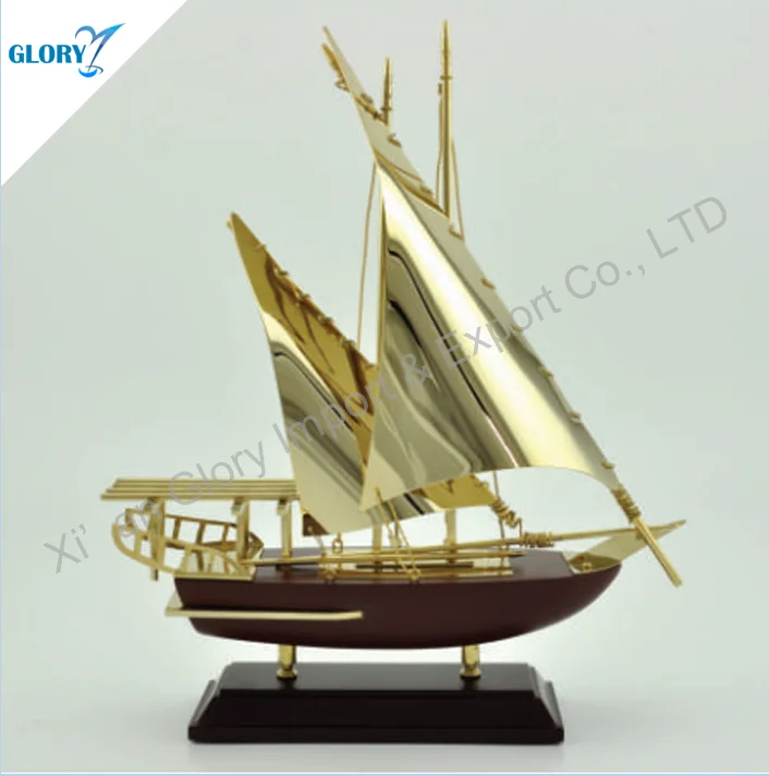 wholesale customized gold ship souvenir for office gift