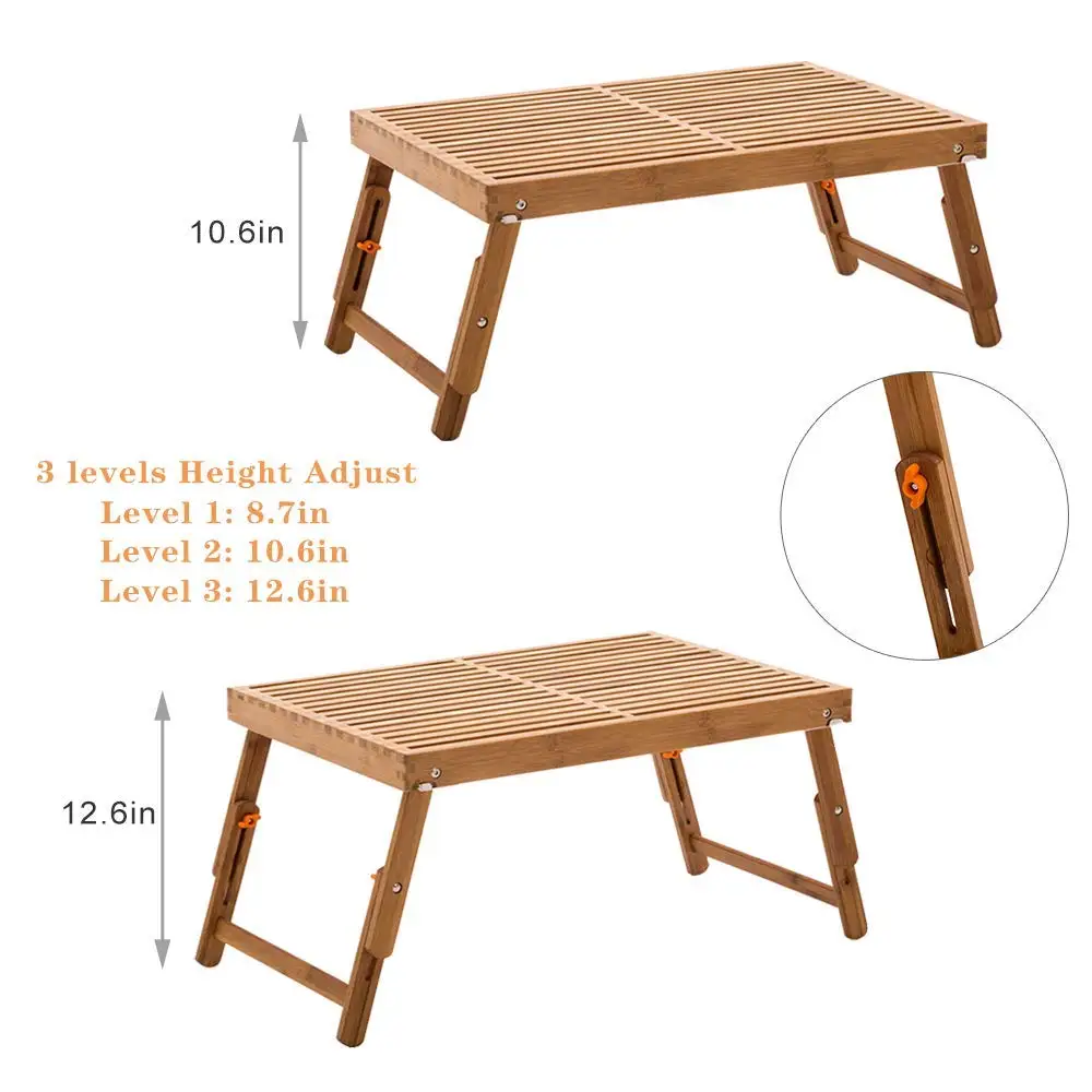 Bamboo Bed Tray Table Foldable And Adjustable Breakfast Serving Tray ...