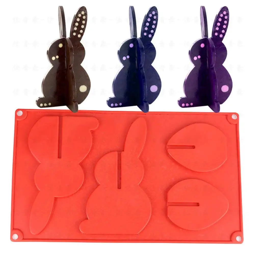 Front and Back Paderno World Cuisine Single Imprint Polypropylene 3.375 Inch Crouching Bunny Chocolate Mold