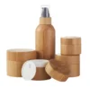 In stock low MOQ 100g 150g 200g echo friendly inner PP bamboo cosmetic cream jar wooden jar