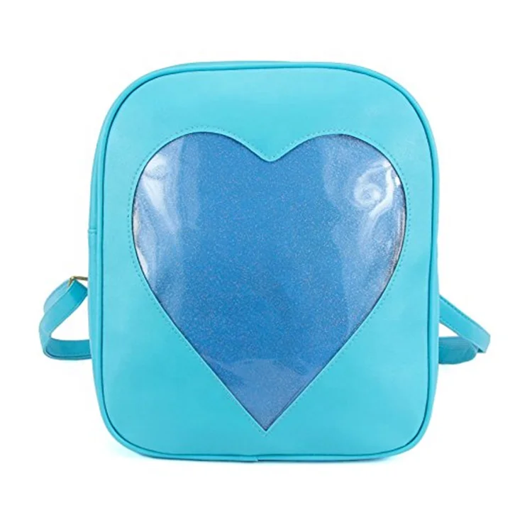 2018 New Trend Women's Transparent Heart Shape School Travel Cute PVC Backpacks 