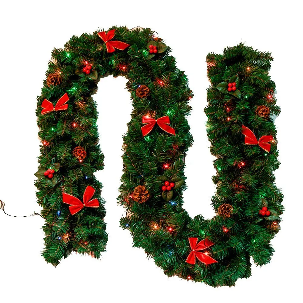homeabc christmas garland led lighting with cones red berries 88 feet x 98 inch - Battery Powered Christmas Decorations homeabc christmas garland led lighting with cones red berries 88 feet x 98 inch - Battery Powered Christmas Decorations