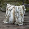 CX-D-17B Custom Made Genuine Rabbit Fur Patchwork Sofa Fur Cushion