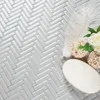 Newly decorative glitter slim strips ceramic cheap mosaic sheets herringbone pattern tile for kitchen shower bedroom