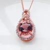 High Quality Rose Gold Morganite Solitaire Charms Pendants For Women Cleaning Morganite Jewelry