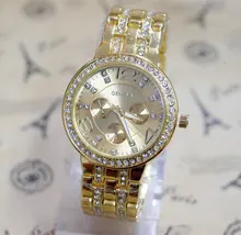 2016 nova Luxury genebra marca beleza cristal assista mulheres homens moda vestido de pulso de quartzo Relogios Feminino GE001