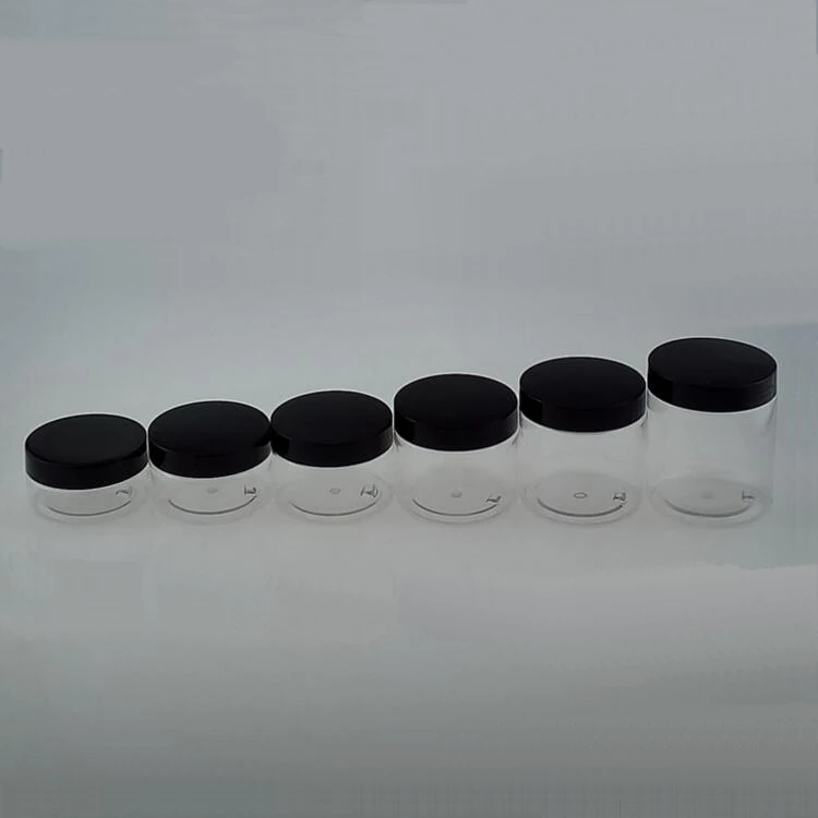 Empty Clear Plastic PET Jars for food or cosmetics with Screw Cap or Aluminum Cap .jpg