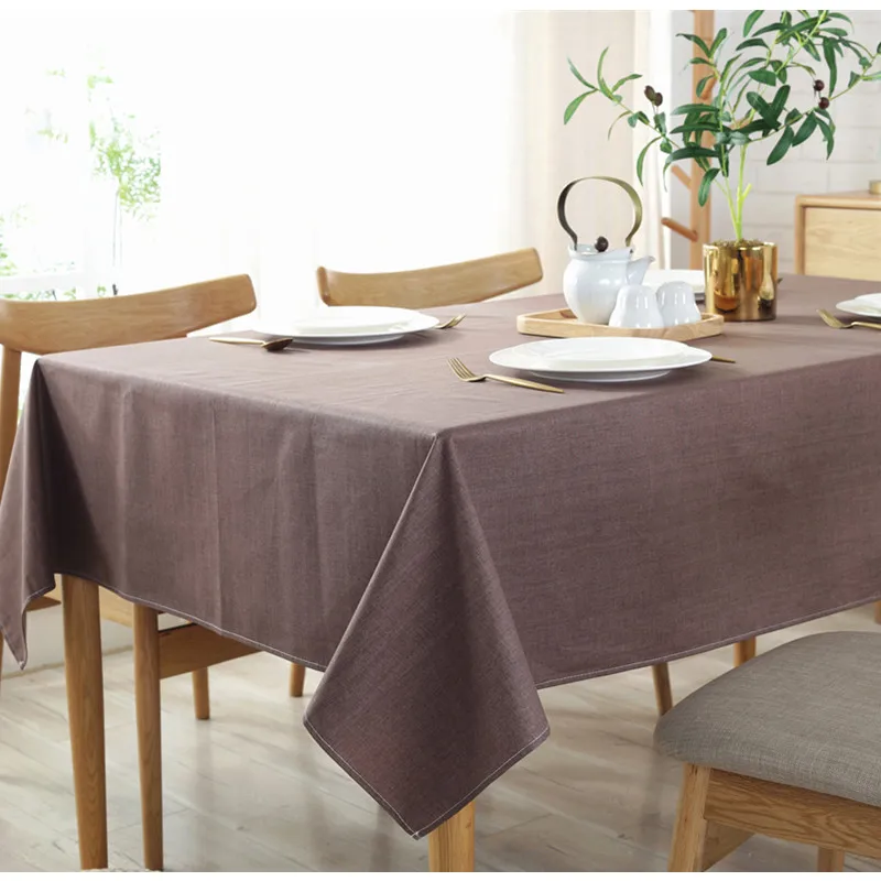 Waterproof Linen Solid Color Tablecloth Home Hotel Table Cloth Cafe