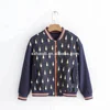 Fall 2018 women's college age reduction wind back mouse hang embroidery baseball uniform coat jacket collar joker