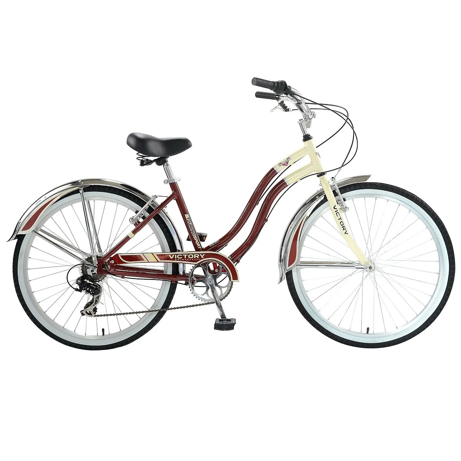 Victory Touring Sport 7L Cruiser Bike 26 inch Wheels, 17 inch Frame, Womens' Bike, Burgundy