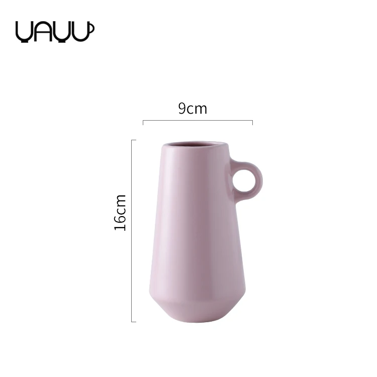 Nordic style table decoration matte pink ceramic custom wedding flower tall vase for home hotel .jpg