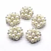 Rhinestone Faux Pearl Flower Embellishments Button Flatback 22mm, Rhinestone Pearl Button for Bridal Dress