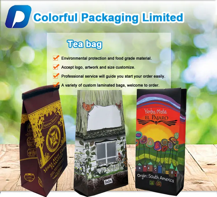 Mylar Bags Custom Printed Side Gusset Plastic Bag Aluminum Foil Tea Bag