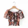 2019 new arrivals women clothes Polyester Slim Women Short Sleeve Blouses printed snakeskin pattern Free Size 316681