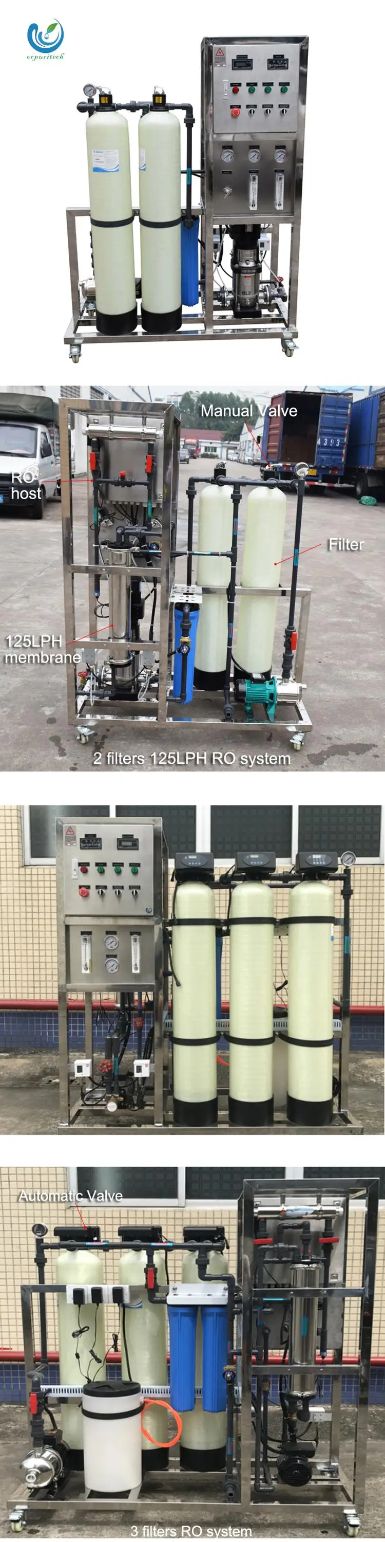 800 gpd ro system filter tank frp solar water treatment plant