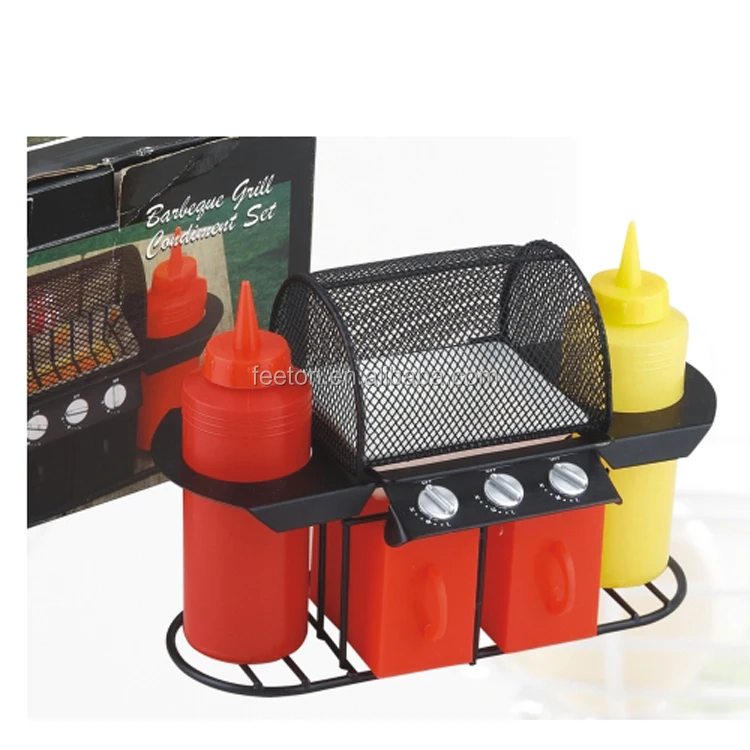 6pcs Grill Chicken Plastic Bbq Condiment Set Buy Mini Condiment Set,Grill Chicken,Bbq