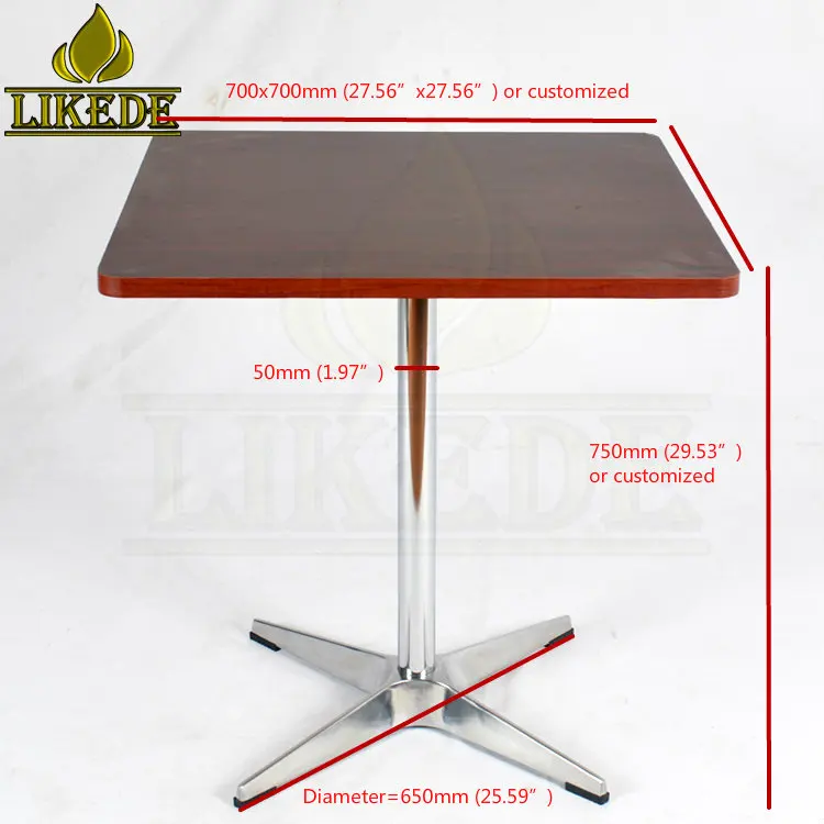 Hot Sale Morden Design Aluminum Base Coffee Table Black Dining Table for Cafe Restaurants