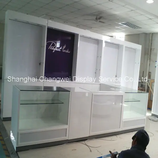 Hair Display Shop Fittings Wooden Wigs Display Cabinet Cashier