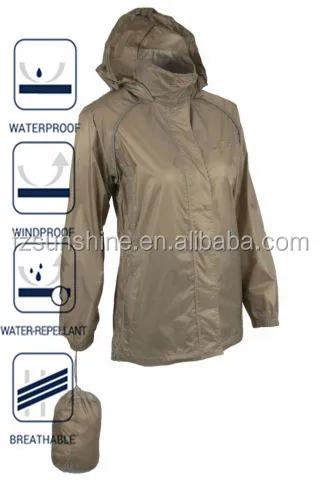 lightweight waterproof jacket in a bag