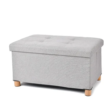 Stool Bench Chair Fabric Tufted Cube Tray Furniture Seat Poof Bed