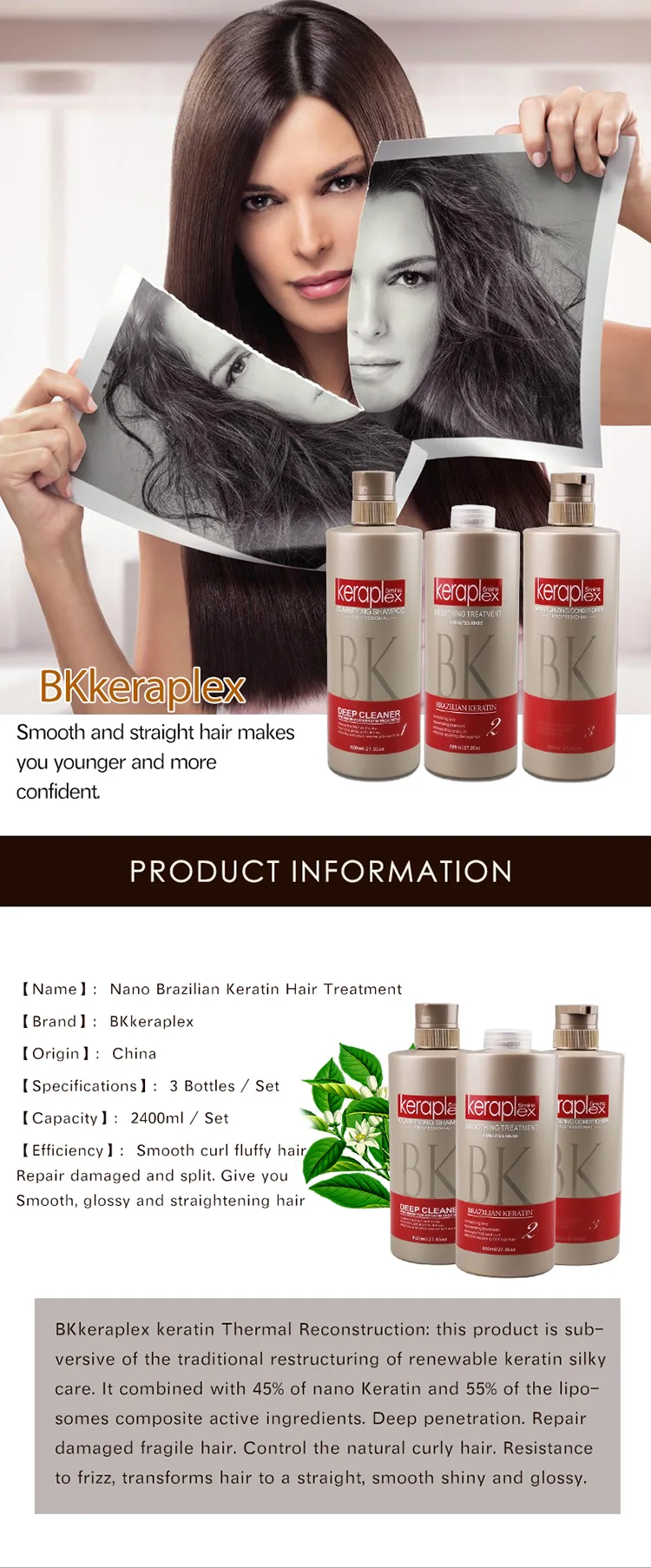 Pro-liss Brand Professional American Nano Tech Protein Brazilian Keratin Hair Smoothing Treatment