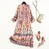 Fashion silk in Europe and the United States in the long high-waist printing temperament commuter spring 2019 new dress