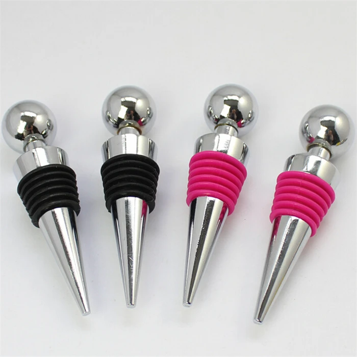 Decorative Chrome Ball Design Wine Caddy Zinc Alloy Wine Bottle