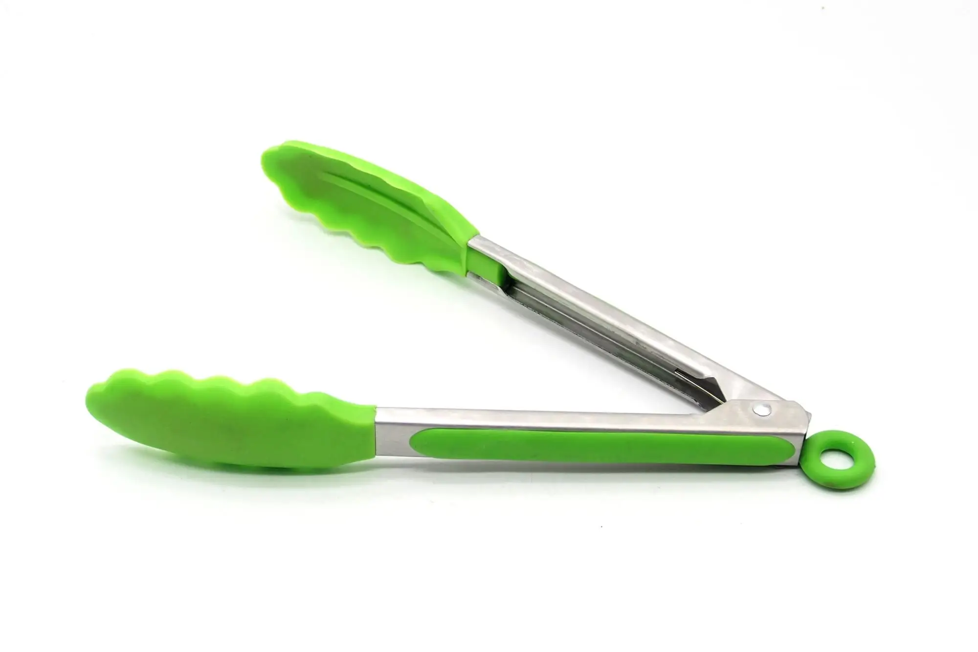 Amazon High Quality 9 Inch Green Food Grade Silicone Cooking Tongs With