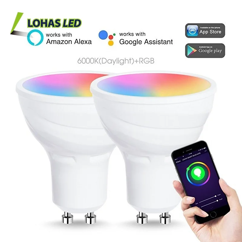 RGB+Warm White 5W GU10 WiFi Smart LED Spotlight Bulb Compatible With Tuya APP/ Alexa/ Google Home