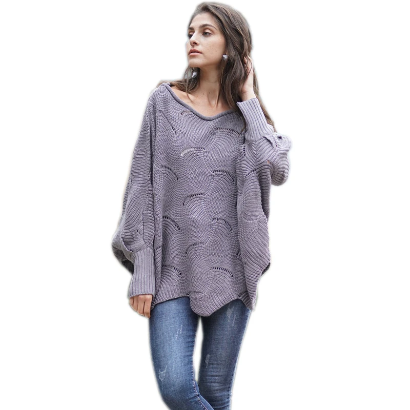 New Spring Clothing Wholesale Ladies Hollow Sexy Sweater Women V Collar  Pure Color Loose Batwing Sleeve Sweater Tops - Buy Sweater Women,Ladies  Batwing Sleeve Sweater,Ladies Loose Knitted Sweater Product on Alibaba.com