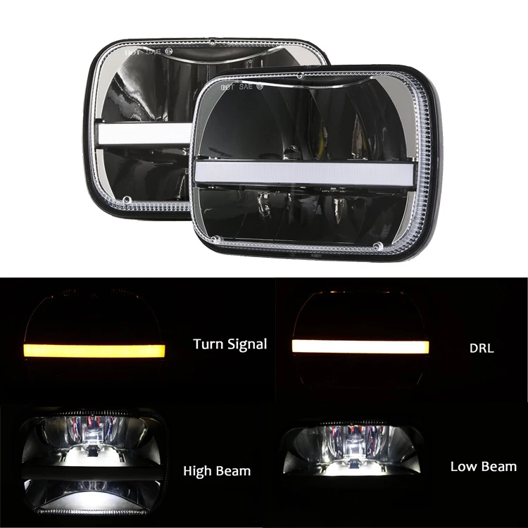 Truck Square 6x7 5x7 Led Headlight For Jeep Wrangler Yj Cherokee Xj ...