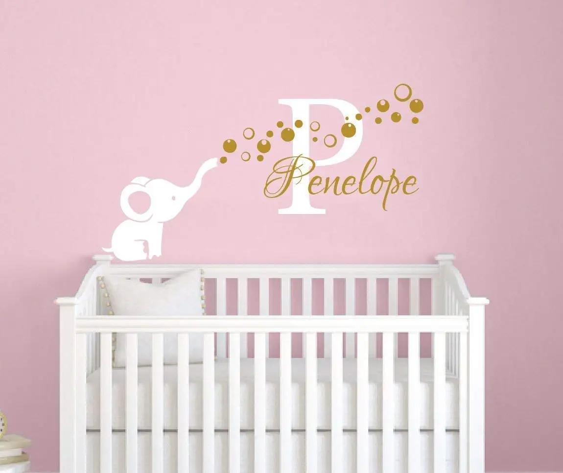 Name Wall Decal Elephant Sticker Vinyl Nursery Name Wall Decal Elephant Sticker Vinyl Nursery