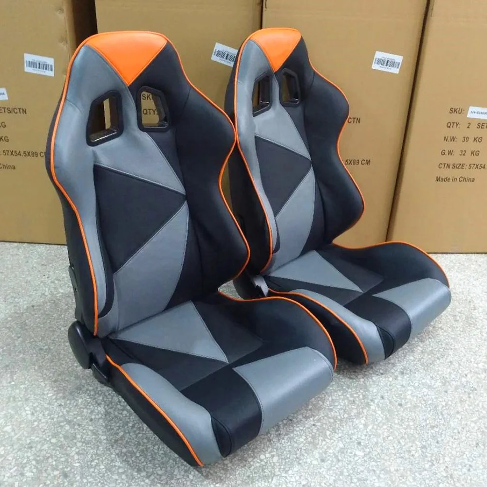 High Quality Gray And Orange Pvc Leather Sport Racing Car Seat Jbr1043